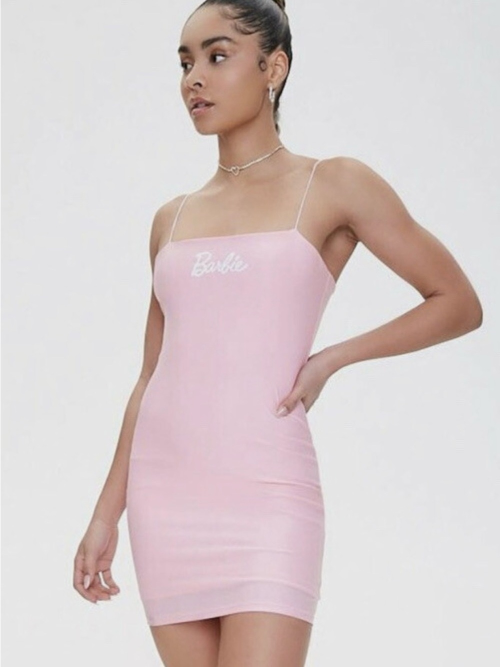 Barbie Light Pink Spaghetti-Strap Mini Dress